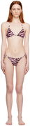 The Attico Zebra Print Triangle String Bikini