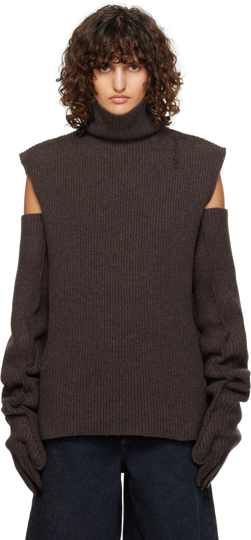 Пуловер Marni Turtleneck Ribbed Wool Кафяво | DVMD0183A0 UFWH22