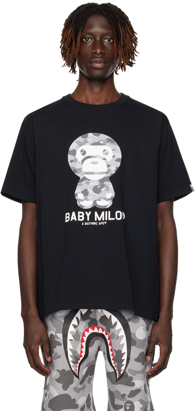 Тениска BAPE Honeycomb Camo Baby Milo T-Shirt Черно | 002TEJ301002M, 0