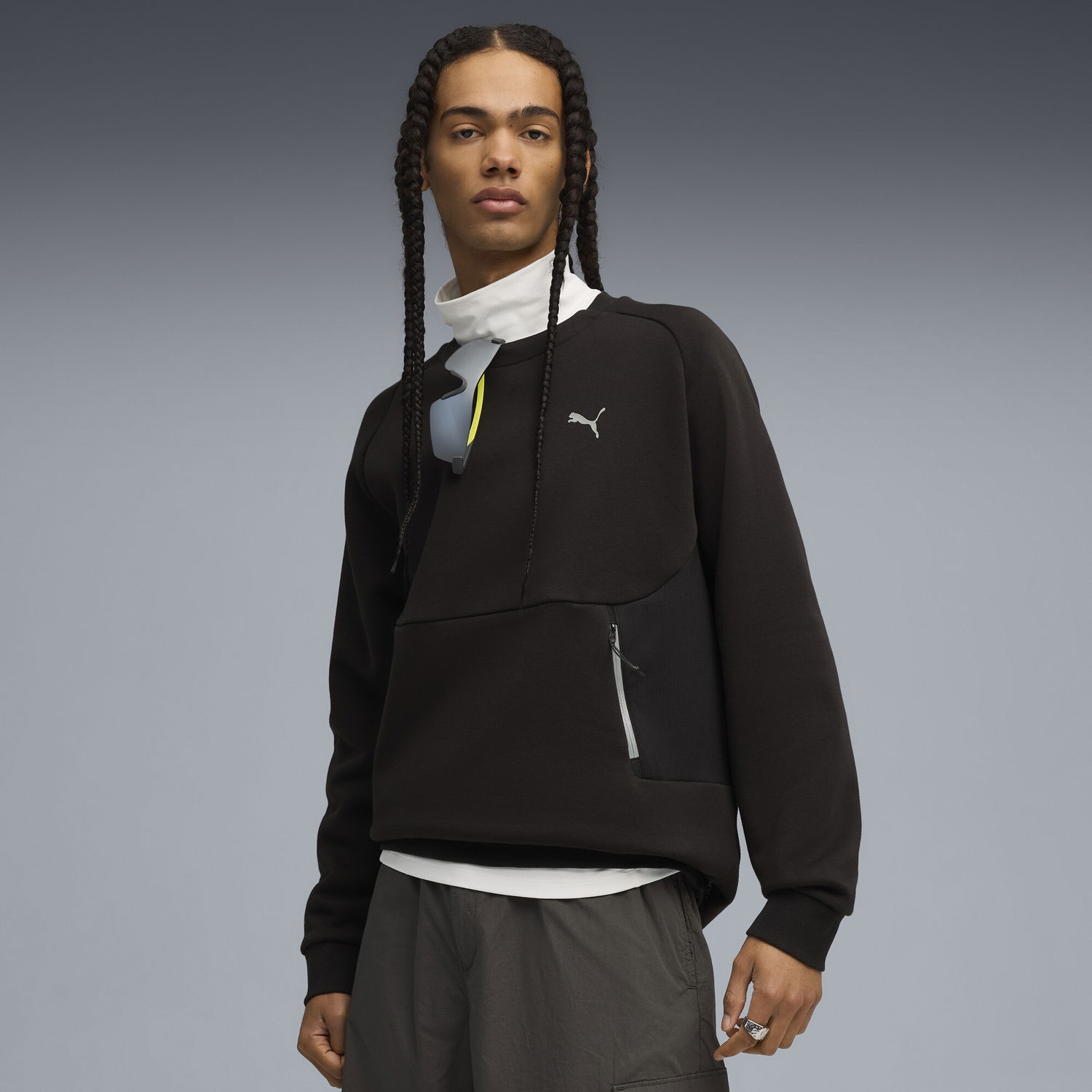 Суитчър Puma PUMATECH Relaxed Sweatshirt with Zip Pocket Черно | 633436_01, 0