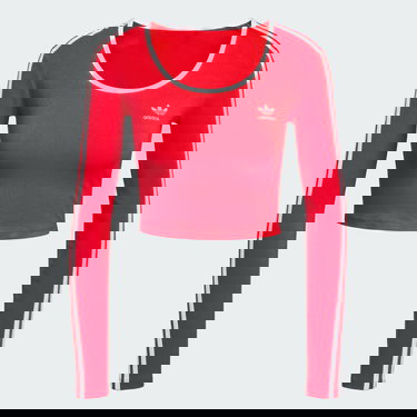 Съкратен топ adidas Performance Adicolor 3-Stripes Crop Long Sleeve Top Червено | JD4626, 3