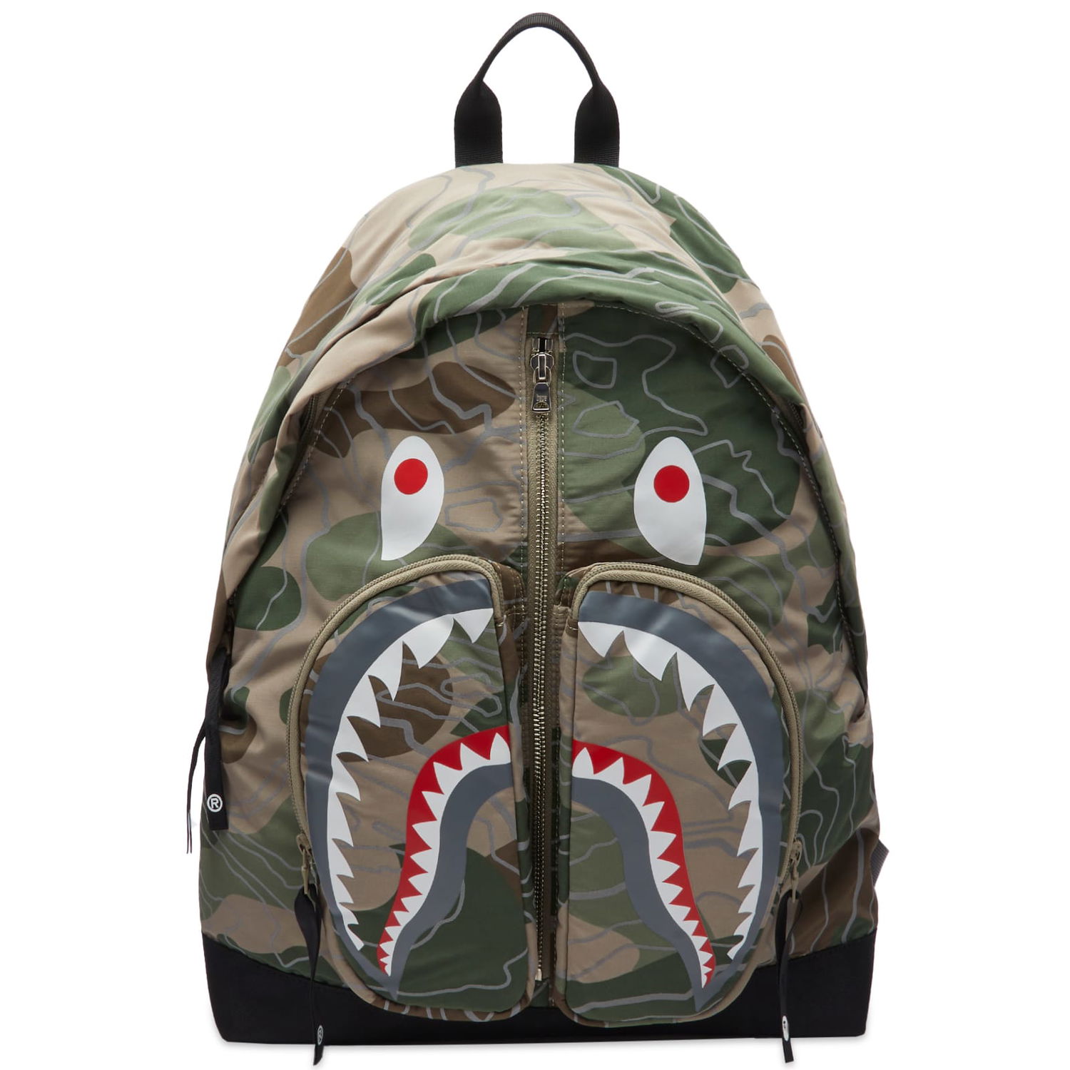 Раница BAPE Layered Line Camo Shark Day Backpack Зелено | 001BAJ801002M-BGE, 0
