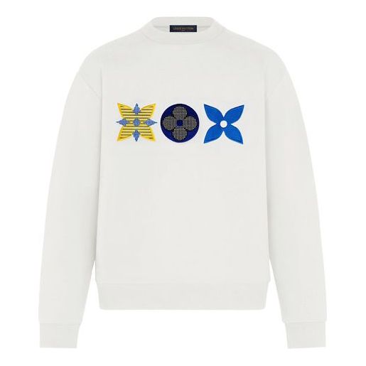 Пуловер Louis Vuitton Louis Vuitton Monogram Floral Embroidered Sweatshirt Бяло | 1A88WB