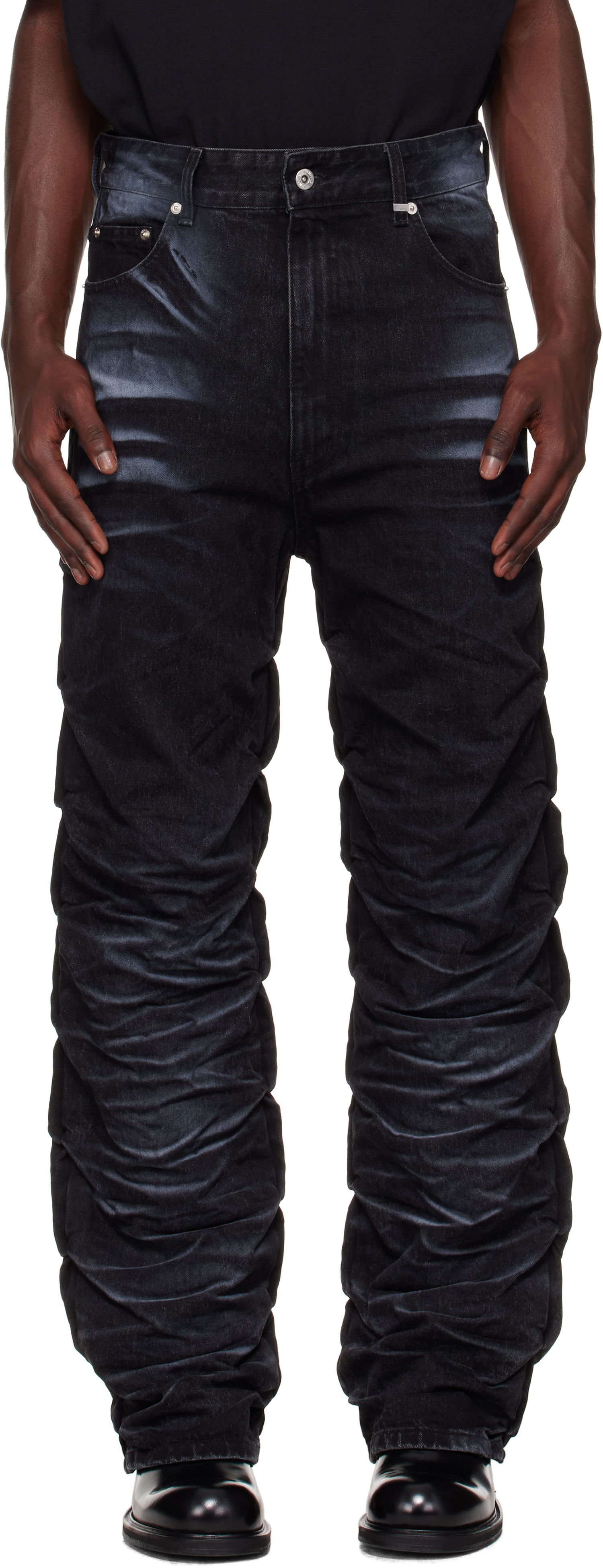 Дънки We11done We11done Textured Fold Jeans Черно | WD-DP2-25-356-M-BK, 0