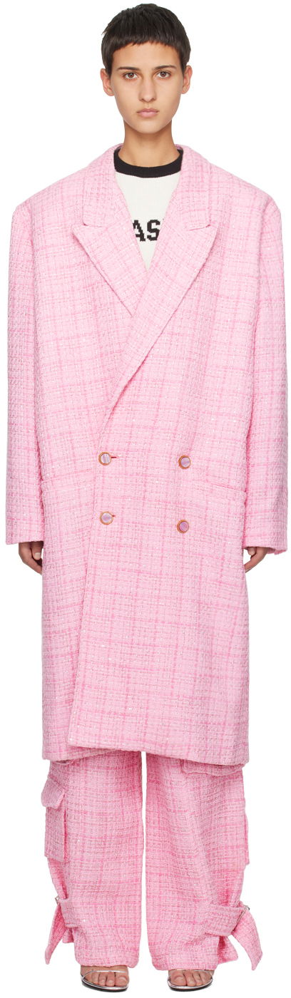 Палта GCDS Double-Breasted Coat Розово | FW23M160534