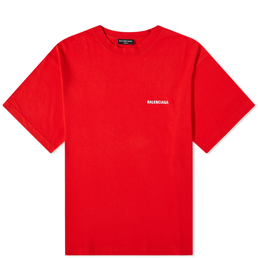 Тениска Balenciaga Back Logo Tee Червено | 612966-TMVF4-3168, 0