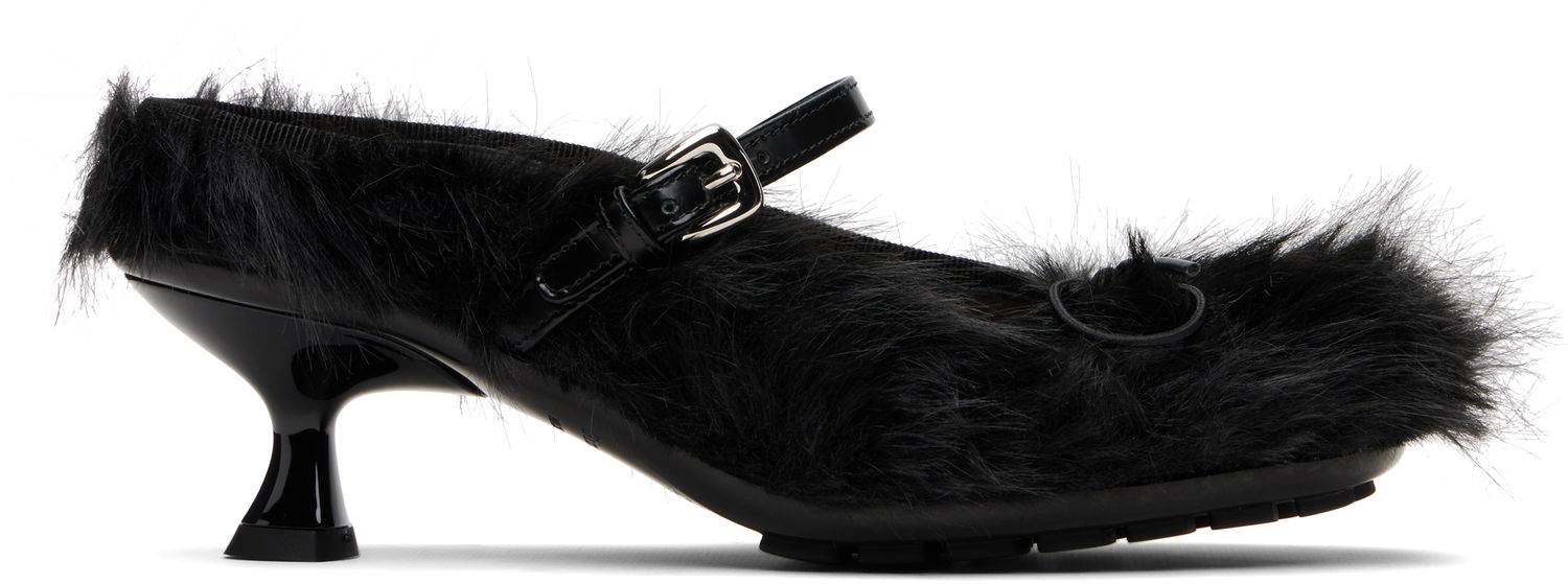 Бижута Simone Rocha Simone Rocha Faux Fur Grip Mule Heels Черно | HBG1 1090, 0