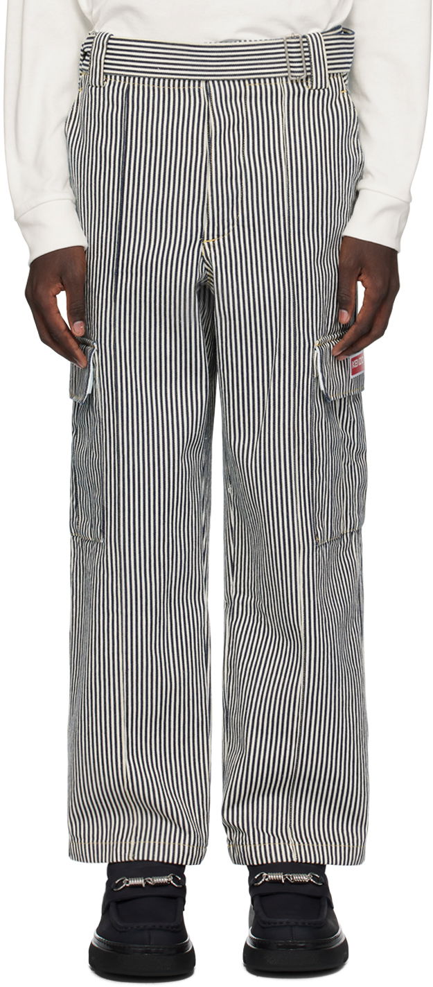 Панталони KENZO Paris Striped Denim Cargo Pants Бяло | FE58DP3756N1, 0