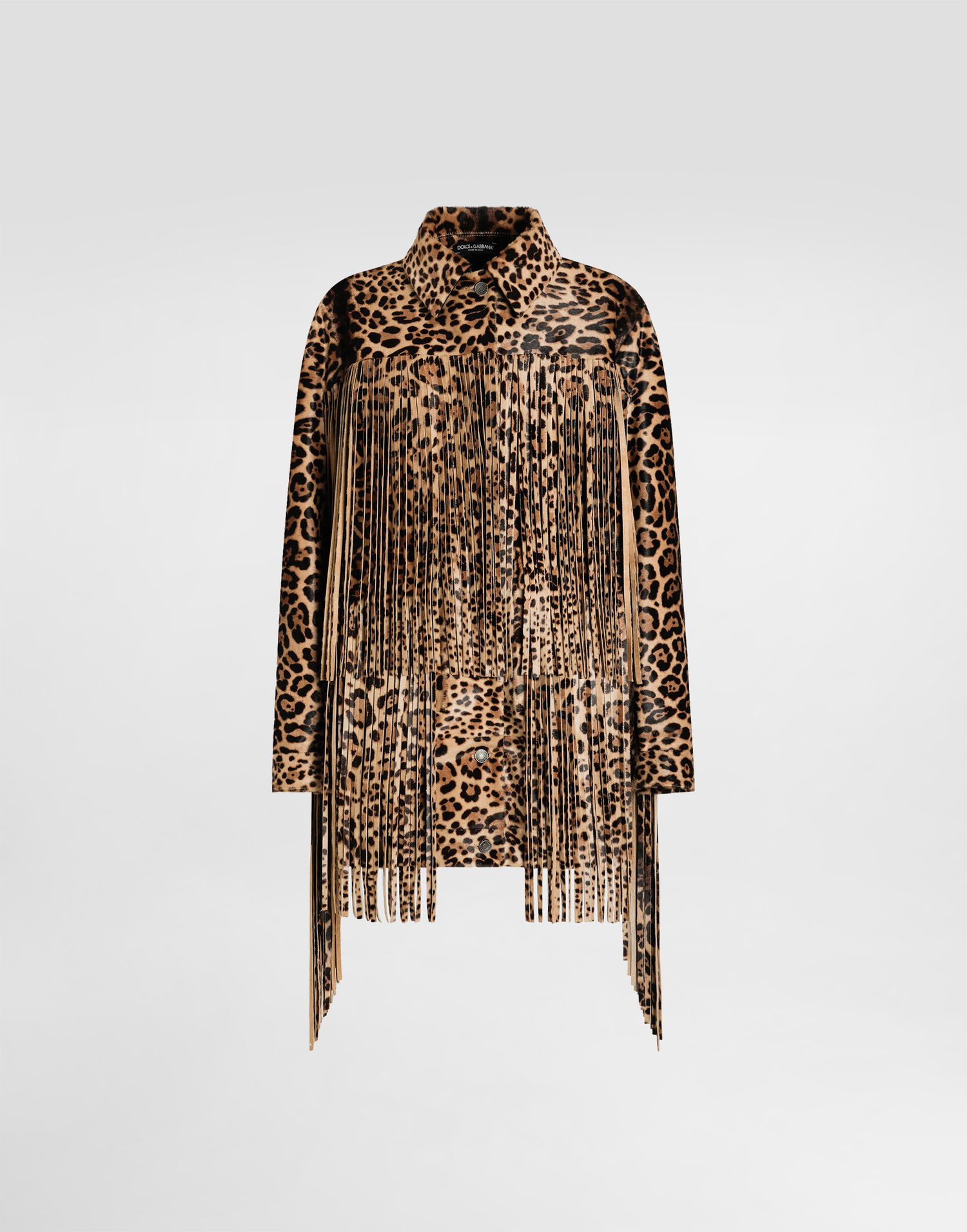 Яке Dolce & Gabbana Dolce & Gabbana Leopard-Print Fringed Jacket Кафяво | F9T45LHULXRS9001, 0