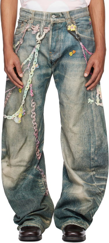 Дънки Acne Studios Acne Studios 1981M Baggy Fit Embellished Jeans Синьо | BK0676-, 0