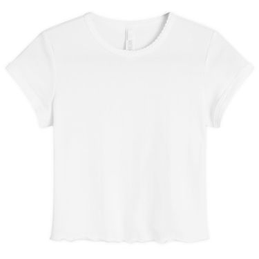 Тениска SKIMS Drop Needle Pointelle Baby T-Shirt, Size Large Бяло | ST-STT-8463-SNO, 1