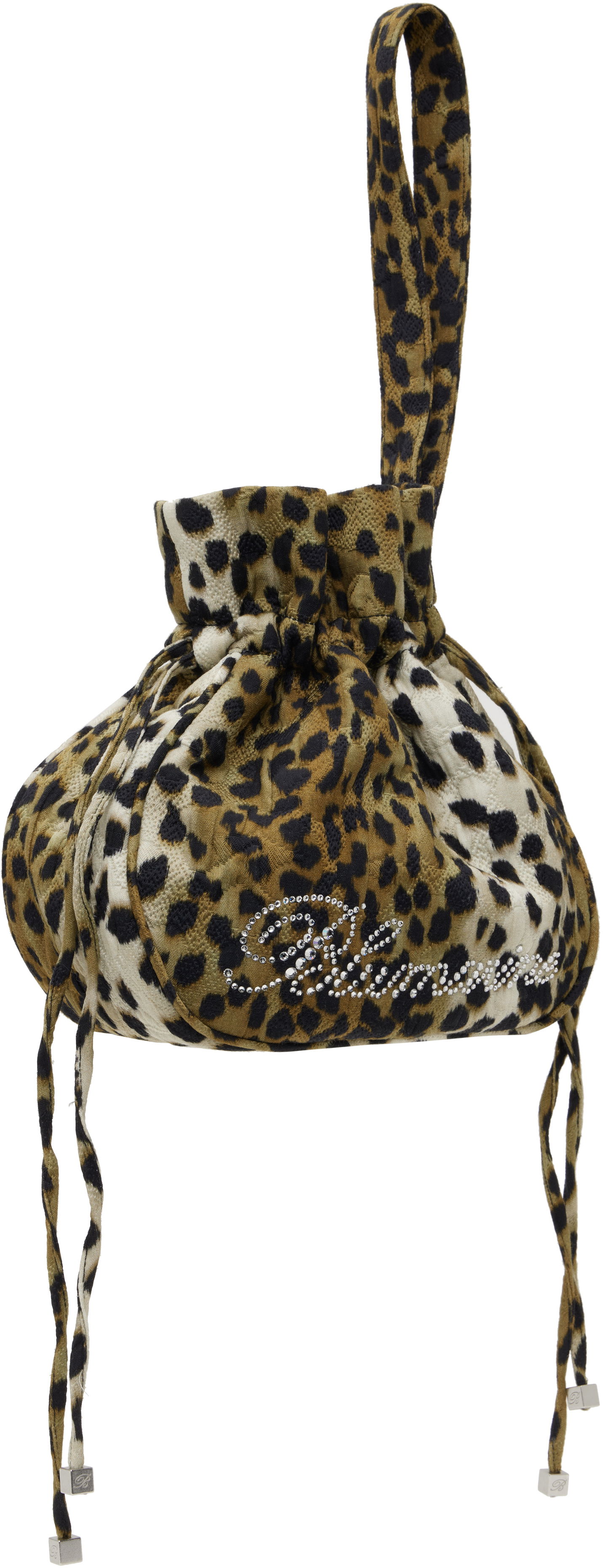 Дамска чанта Blumarine Blumarine Satin Rhinestone Logo Pouch Кафяво | P5HHW092A, 1