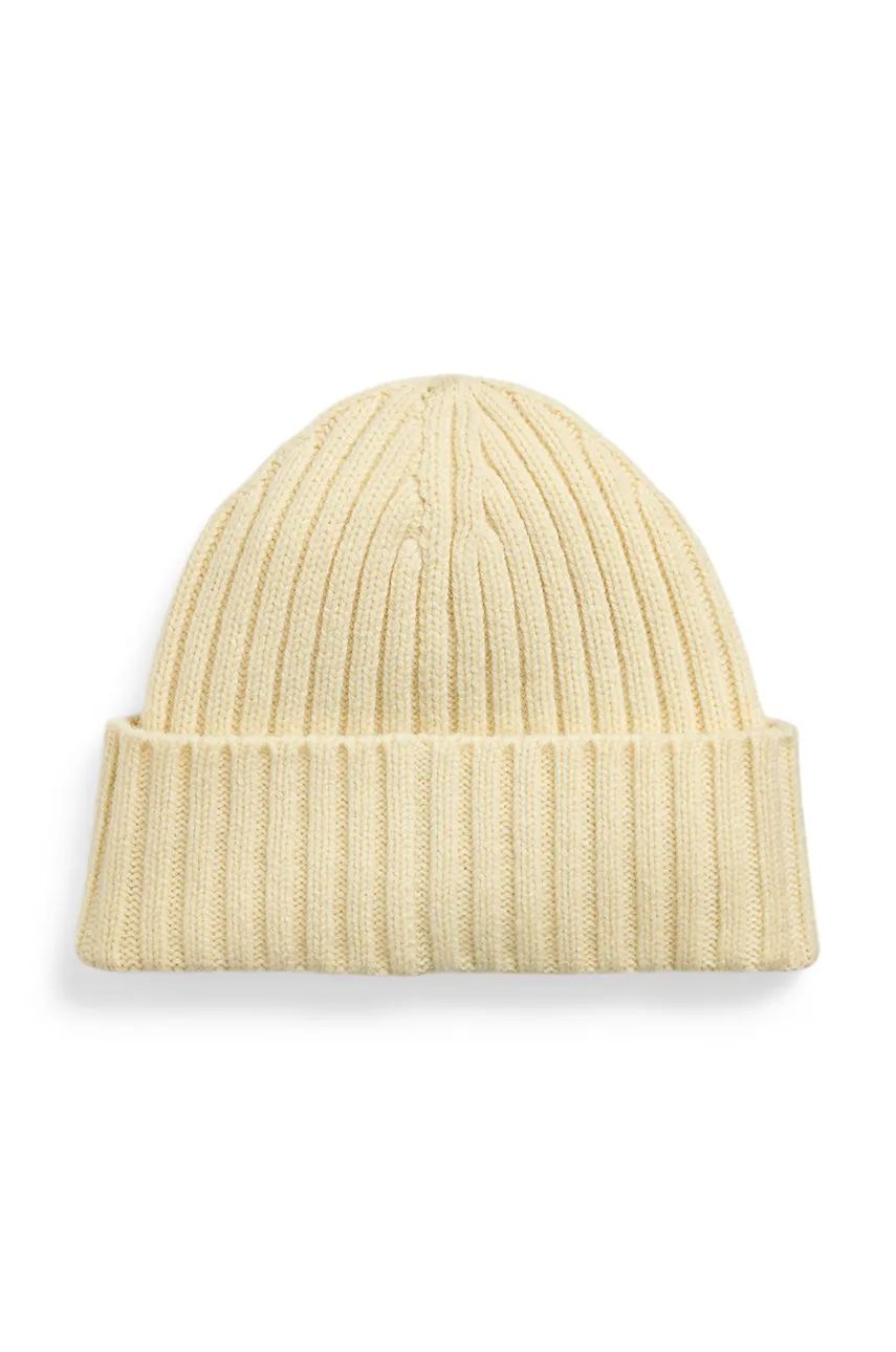 Шапка Polo by Ralph Lauren Embroidered Logo Wool Beanie Бежово | 455961984, 1
