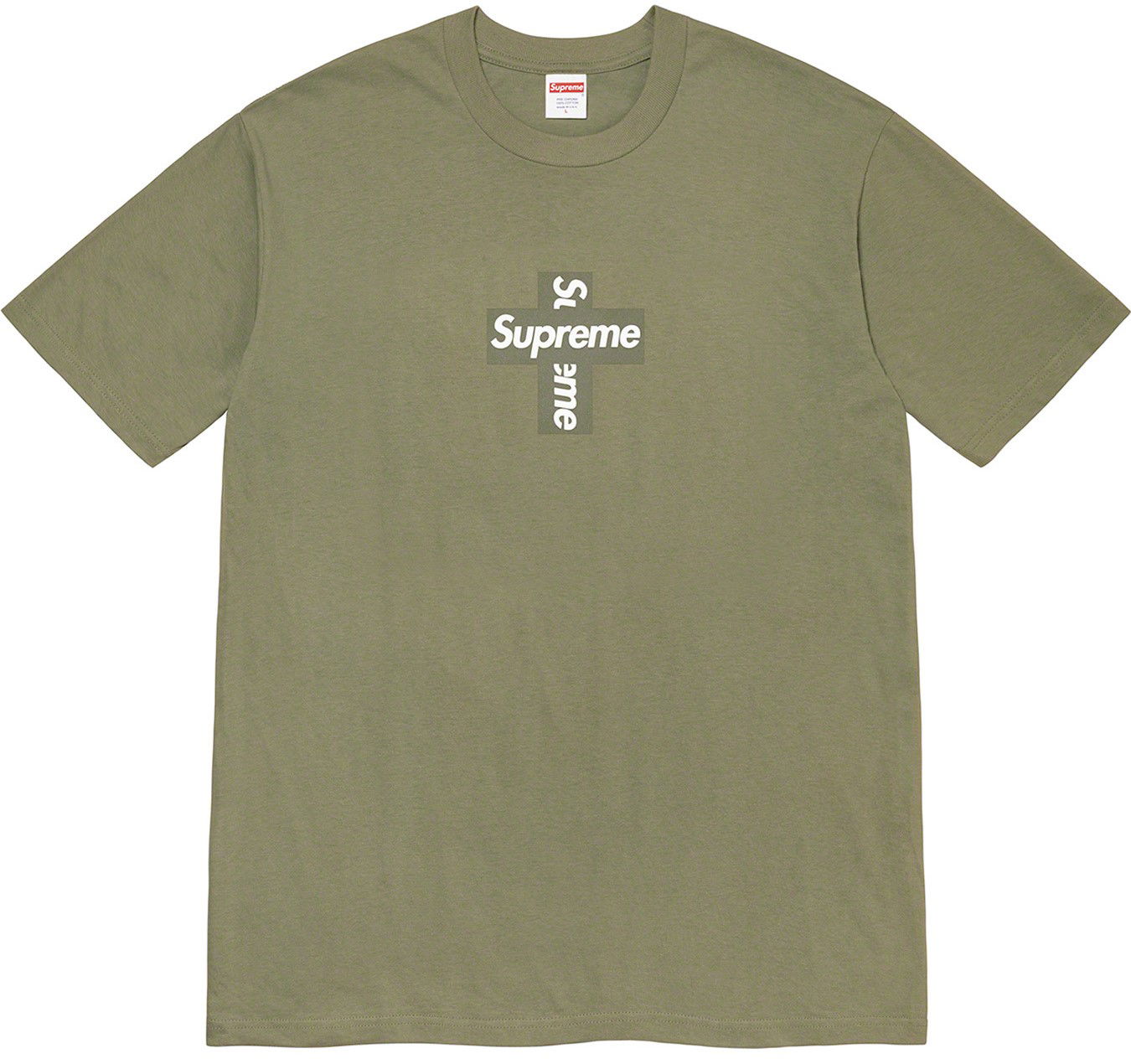 Тениска Supreme Supreme Cross Box Logo T-Shirt Size S Зелено | FW20T25-LGHT OLV, 0