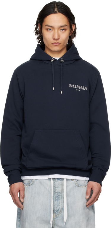 Суитчър Balmain Balmain Vintage Gel Hoodie Тъмно синьо | EH0JT047BC98, 0