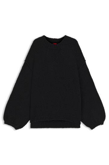 Oversized-fit knitted sweater with puff sleeves