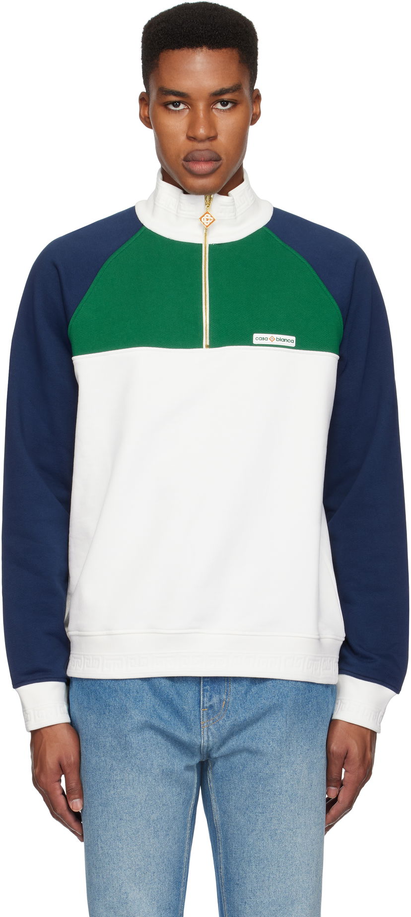 Суитчър Casablanca Quarter Zip Colorblock Sweatshirt Бяло | MF24-JTP-288-01