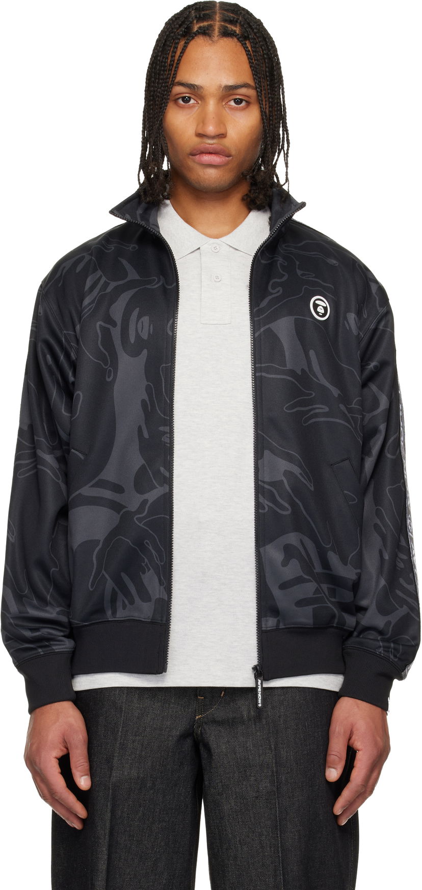 Яке AAPE by A Bathing Ape AAPENOW Moonface Camo Zip-Up Track Jacket Черно | AAPSWMC347XXPBKZ