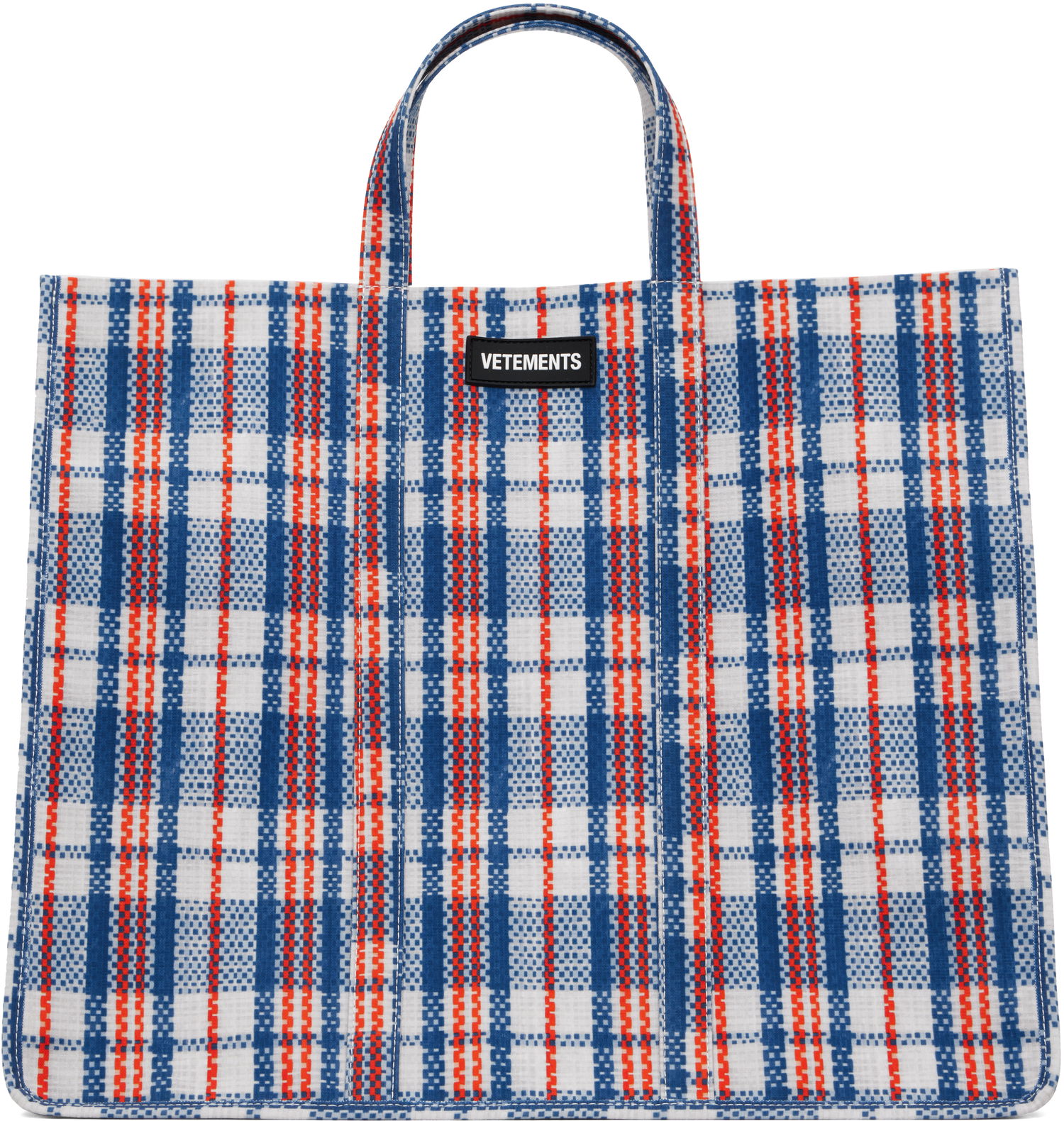 Голяма пазарска чанта VETEMENTS Barbes Shopper Tote Синьо | UA65BA130N, 0