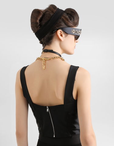 Съкратен топ Dolce & Gabbana Dolce & Gabbana Elastic Satin Bustier Top Черно | F7W98TGDCMXN0000, 2