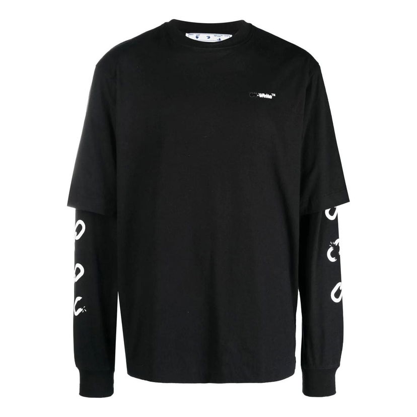 Тениска Off-White Off-White Layered Long Sleeve T-Shirt Черно | OMAB068F22JER0031001