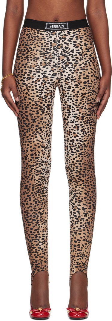 Клинове Versace Versace Leopard Print Stirrup Leggings Кафяво | 1015879_1A13676_5N540, 0