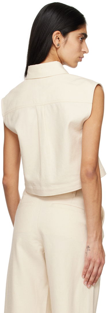 Риза Loulou de Saison Loulou de Saison Adora Cropped Sleeveless Shirt Бяло | ADORA, 2