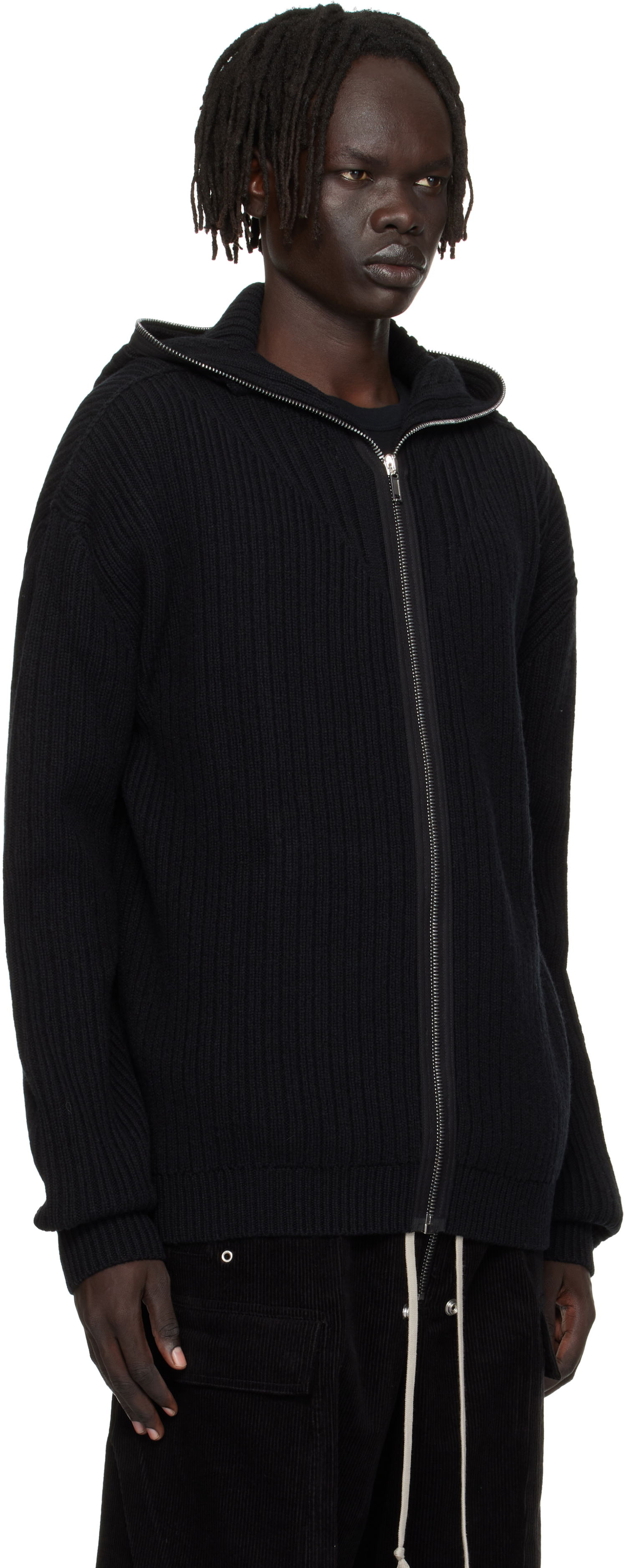 Суитчър Rick Owens Rick Owens Concordians Zipped Knit Hoodie Черно | RU02E1647 KWV, 1