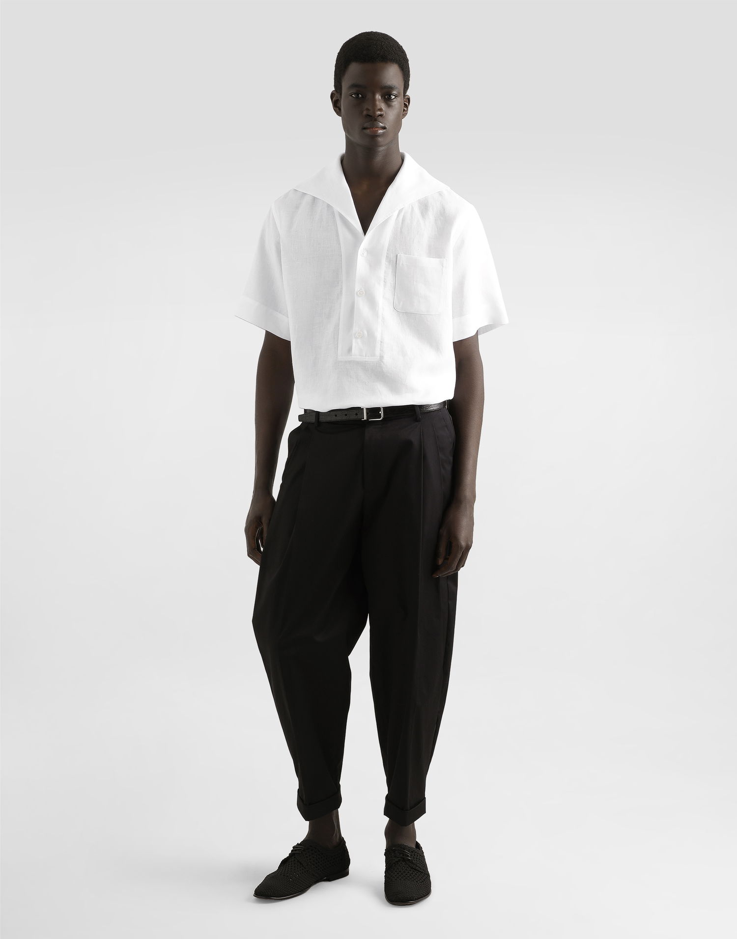 Риза Dolce & Gabbana Dolce & Gabbana Three-Button Linen Resort Shirt Бяло | G5NE3TFU4JBW0800, 1