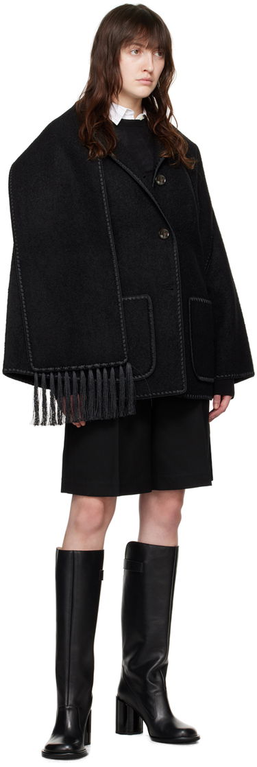Яке TOTEME TOTEME Embroidered Hooded Jacket with Fringed Scarf Черно | 224-1018-201, 3