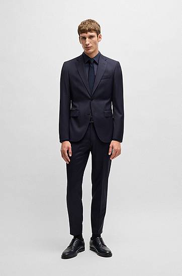 Риза BOSS Regular-Fit Micro-Patterned Stretch Cotton Shirt Тъмно синьо | 50533979, 1