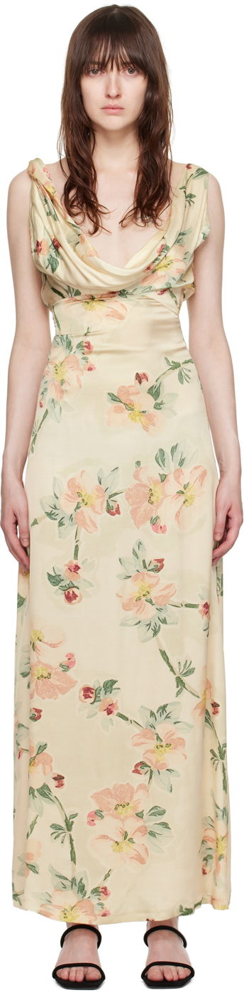 Pокля TOTEME TOTEME Women's Floral Print Twist Maxi Dress Бежово | 243-WRD1924-FB0220, 0