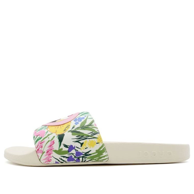 Кецове и обувки Gucci Ken Scott Print Slide Sandals Бяло | 645925-2L320-9261