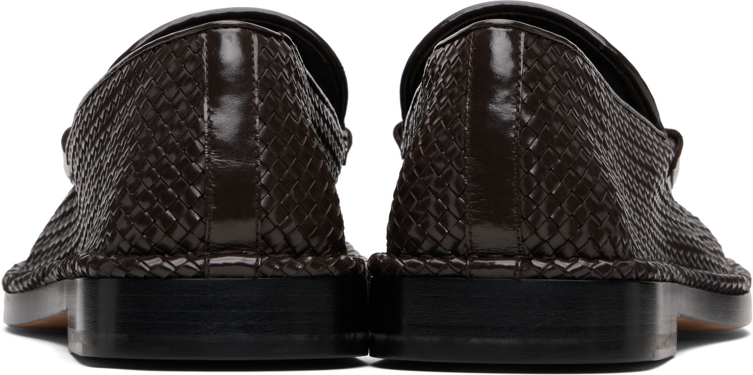 Кецове и обувки Bottega Veneta Bottega Veneta Square-Toe Woven Loafers Кафяво | 827137V5R702113, 1