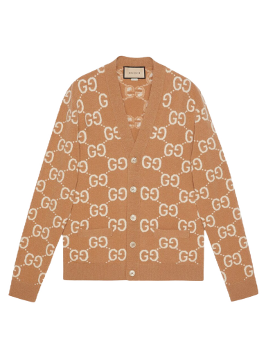 Пуловер Gucci GG Wool Jacquard V-Neck Cardigan Бежово | 694758 XKCC5 2296