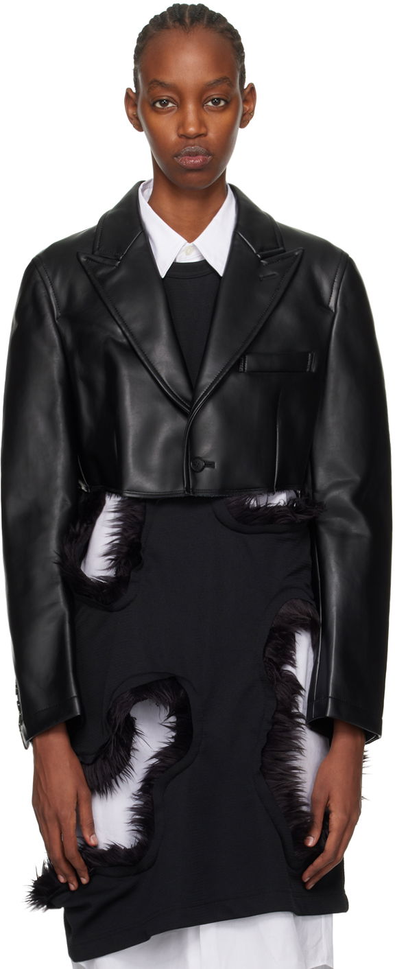 Яке Comme des Garçons Faux-Leather Padded Cropped Jacket Черно | PL-J055-051, 0