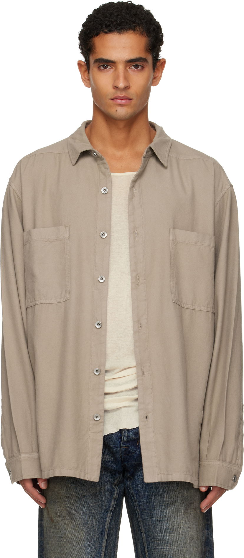 Риза Rick Owens DRKSHDW Concordians Jumbo Button-Up Shirt Бежово | DU02E7299 CFL