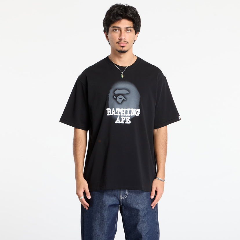 Тениска BAPE Bathing Ape Logo Relaxed Fit Tee Черно | 001TEL801303MBLK