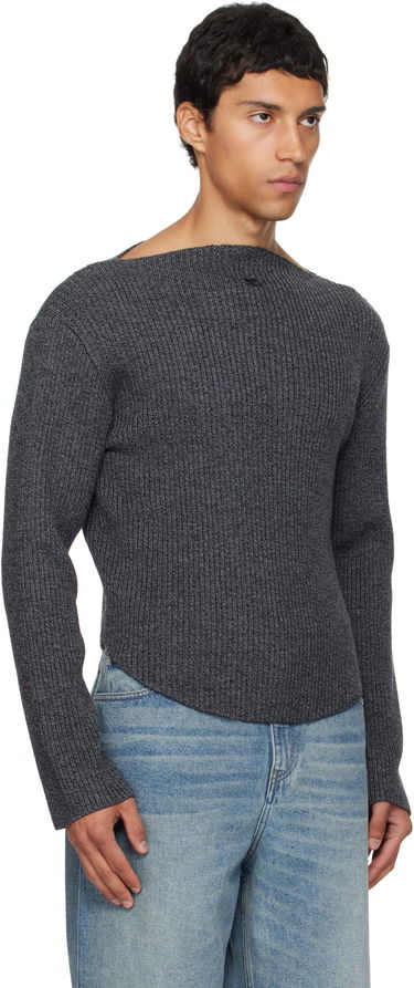 Пуловер Courrèges Courrèges Boatneck Ribbed Wool Sweater Сиво | 325MPU239FI0036, 1