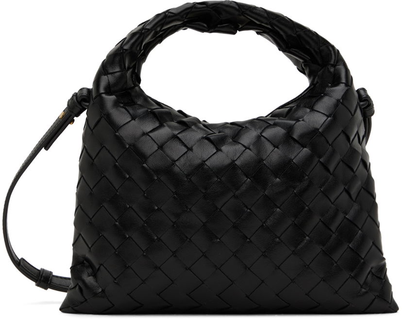 Дамска чанта Bottega Veneta Mini Intrecciato Leather Shoulder Bag Черно | 777586 V3IV1