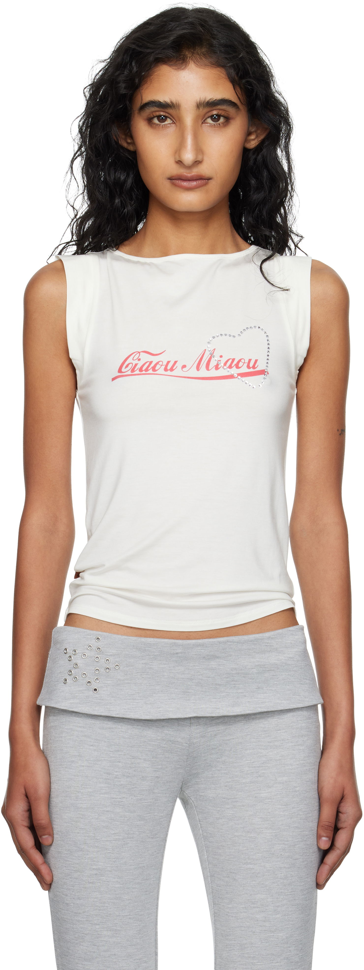 Потник Miaou Miaou Lucia Sleeveless Graphic Tank Top Бяло | 7197LJBCMI, 0