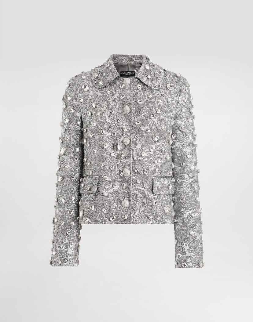 Яке Dolce & Gabbana Single-breasted Embroidered Jacket With Stones Металик | F29UEZGDDG9S8400
