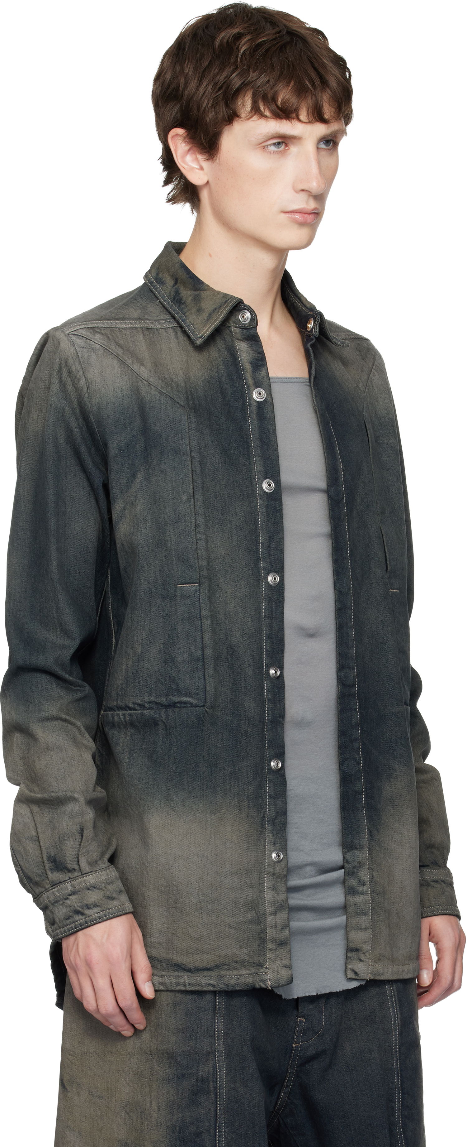 Риза Rick Owens Concordia Fogpocket Denim Shirt Многоцветен | RU02E1237 DKDEG, 1