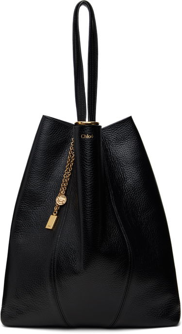 Голяма пазарска чанта CHLOÉ Chloé 'Spin' Large Tote Черно | CHC25SS810N84, 3
