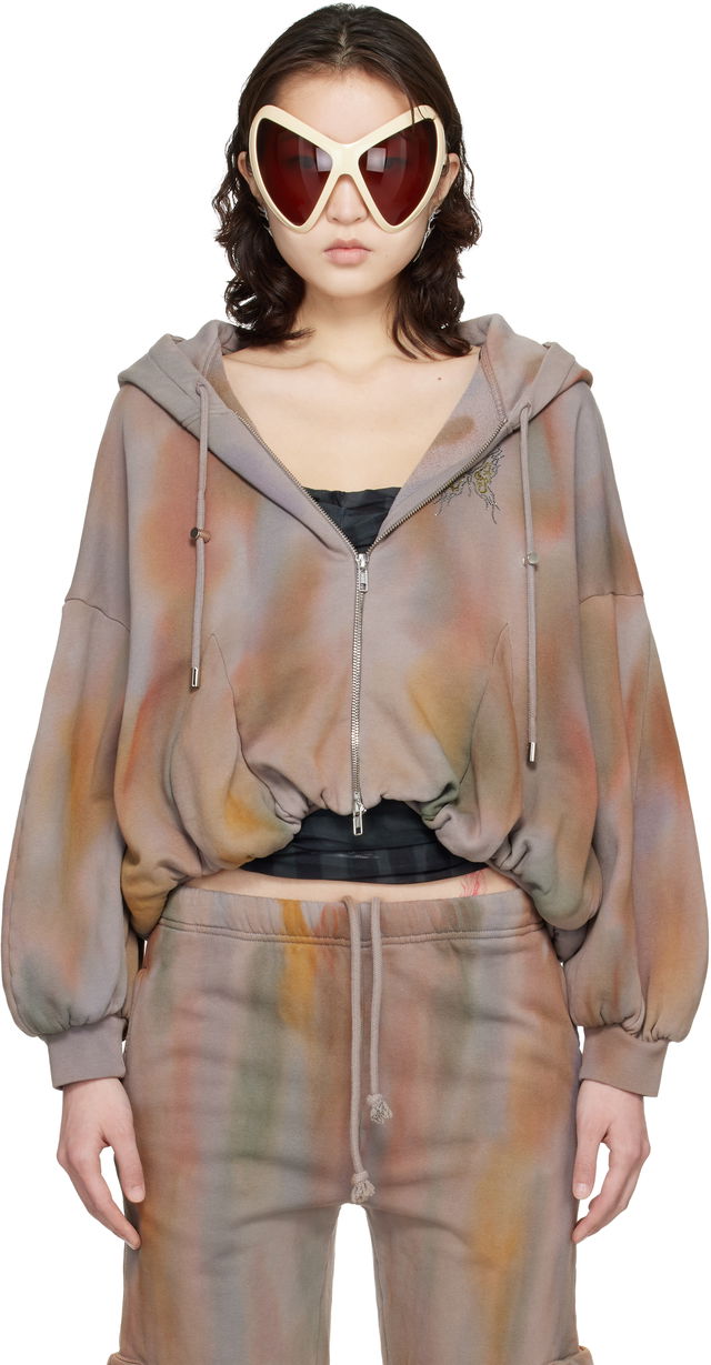 Collina Strada Tie-Dye Gathered Zip Up Hoodie