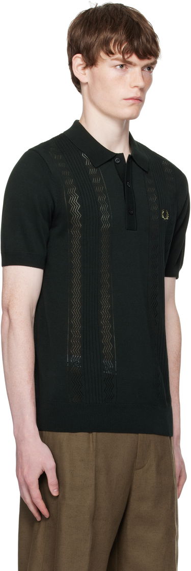 Поло тениска Fred Perry Fred Perry Pointelle Panel Knitted Polo Зелено | K9750, 1