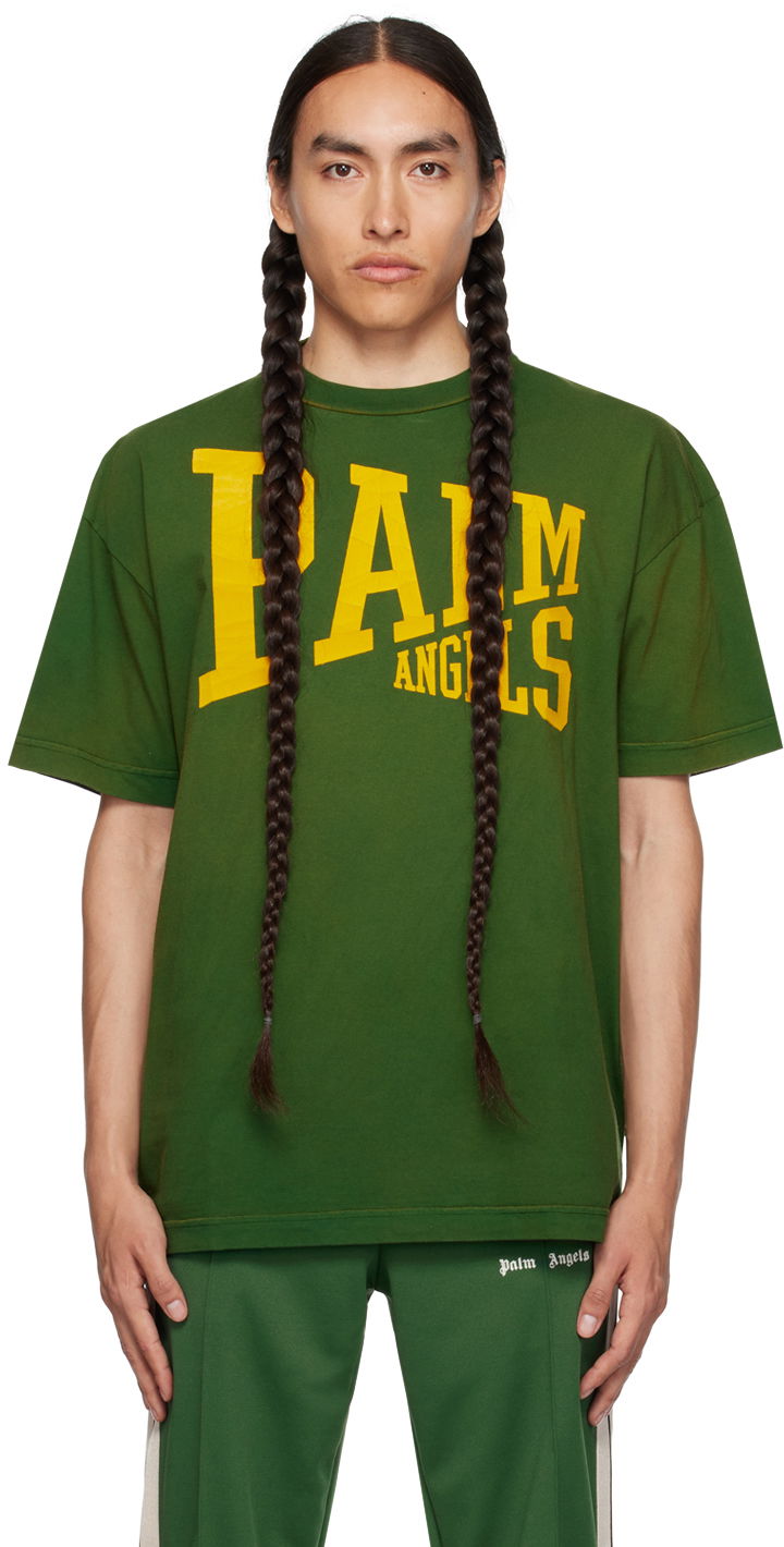 Тениска Palm Angels Green College Зелено | PMAA072F23JER0015576, 0