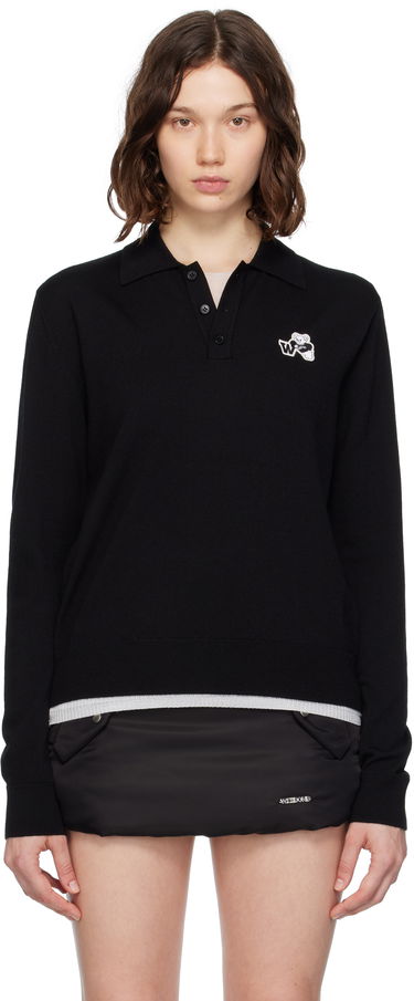Поло тениска We11done We11done Wool Polo with Logo Patch Черно | WD-KT2-25-680-W-BK, 0