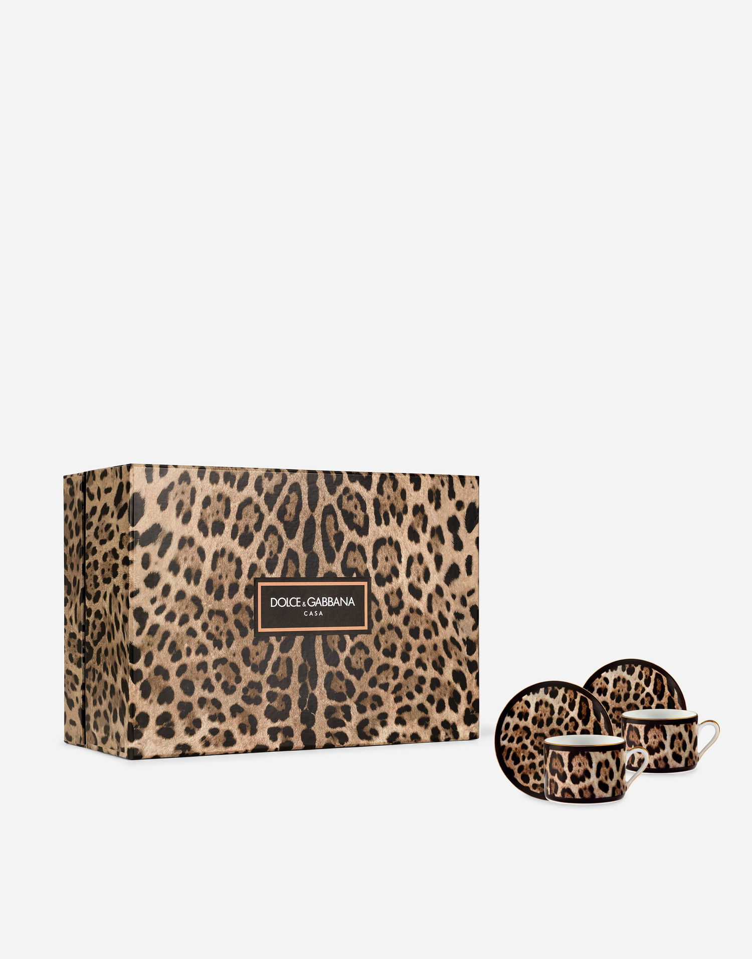 Домашен декор Dolce & Gabbana Casa Leopard Print Gift Box With 2 Porcelain Teacups With Saucers Многоцветен | TC0S24TCA71UL003, 0