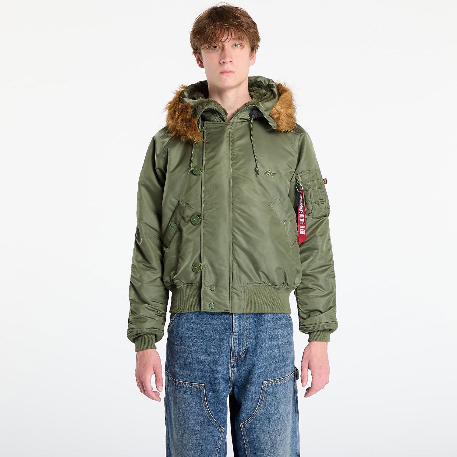 Яке бомбър Alpha Industries N-2B Heritage Faux Fur Trim Hooded Bomber Jacket Зелено | 100105-01, 0